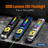 Lampe torche EDC laser verte ST16 PRO 7-en-1 RGB 3000LM pour le camping et la réparation, lumière de travail latérale magnétique à LED couleur pour poche