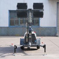 Tour d'éclairage mobile certifiée CE, tour d'éclairage diesel sur remorque, 4 lampes LED, équipement d'éclairage extérieur