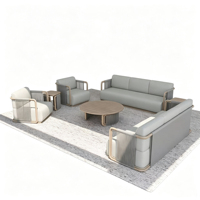 Ensemble de canapés d'extérieur modernes en teck, mobilier de patio avec coussins imperméables pour jardin, villa, hôtel, complexe hôtelier