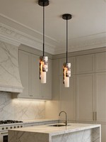 Petite lampe suspendue en marbre, lampe de chevet, style nordique, design simple et sophistiqué, lumière LED créative de designer