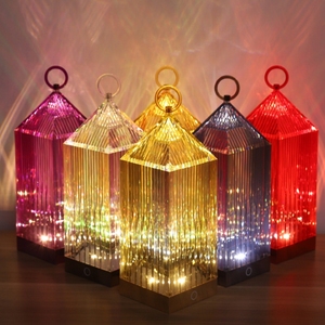 Lampe de table tactile en cristal d'intérieur, <span class=keywords><strong>rechargeable</strong></span> par USB, RGB, décoration de chambre à coucher, lampe de nuit LED, phare - Product Image 1