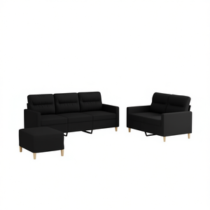 Black Polyester <b>Sofa</b> <b>Set</b> Metal Frame Modern Living Room Furniture - Product Image 1