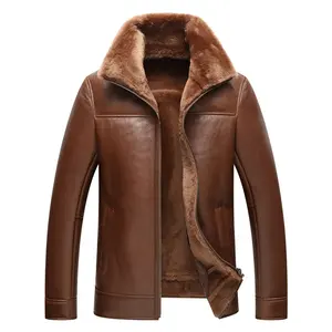 Donice Factory Price Vegan Fur New Style Brown Faux Fur Bonded Leather Jacket For Men