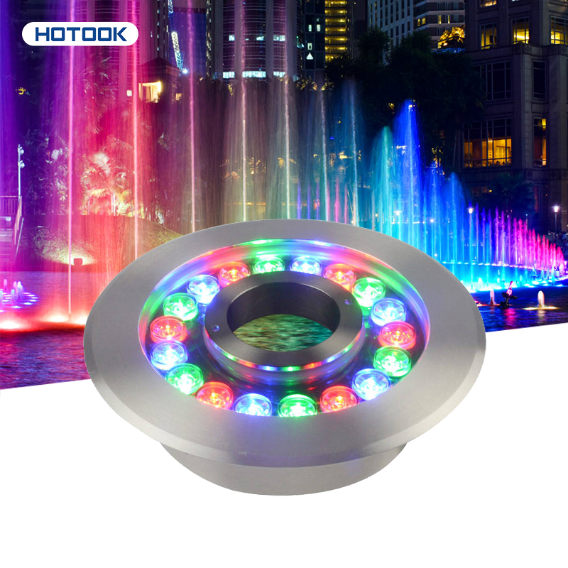 Bague lumineuse de fontaine, 3 en 1, IP68, 18W, 1/4 W, avec télécommande DMX/RF, RGB RGBW, LED, buse de fontaine