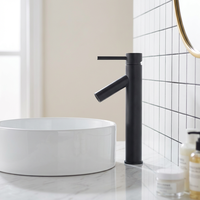 Robinet de lavabo Commercial à un trou pour camping-car, robinet de lavabo à un trou moderne à une poignée, robinet de mélangeur de lavabo de salle de bain noir mat