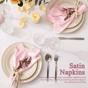 Servilletas Hechas a Mano de Satén de Poliéster de 17x17 Pulgadas, Decoración de Mesa de Lujo para Banquetes, Cenas y Uso <span class=keywords><strong>en</strong></span> Aviones - Product Image 1