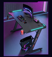 Bureau d'Ordinateur Gaming Moderne avec Étagère d'Extension, Table de Jeu pour PC à Domicile