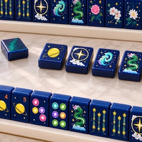 Jeu de Mahjong Galaxie avec tuiles en acrylique, design planètes, étoiles filantes et céleste, style américain avec jokers