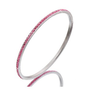กำไลข้อมือสแตนเลส 65 มม. ประดับเพชรพลอยสีชมพู สำหรับผู้หญิง สวมใส่ได้ทุกวัน - Product Image 1
