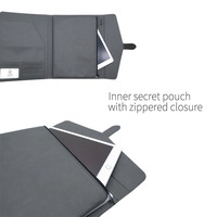 Vente en gros Classeur de conférence en cuir PU gris A4 Simple Plain Padfolio de haute qualité pas cher Portefeuille en cuir d'affaires A4