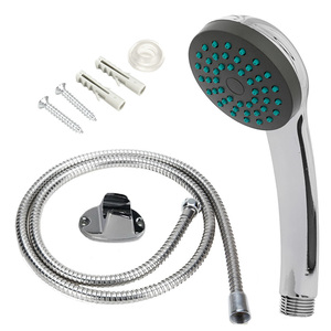 Soffione doccia universale con tubo flessibile da 1,5 m, finitura cromata, per uso in bagno - Product Image 1