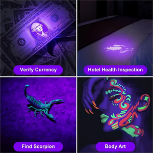 カスタムロゴ 9 LED 395nm ミニ UV懐中電灯 ポータブル IP65 アルミニウム ブラックライト トーチ ペットの尿シミ サソリ検出器 - Product Image 2