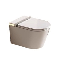 WC intelligent mural en céramique de 52 cm pour petits espaces, sans réservoir intégré, télécommandé, à chasse d'eau par siphon, autonettoyant