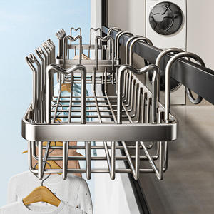 ราวตากผ้าสแตนเลสทรงสี่เหลี่ยมแบบตั้งพื้นสำหรับระเบียงหน้าต่าง พร้อมตะขอแขวน - Product Image 4