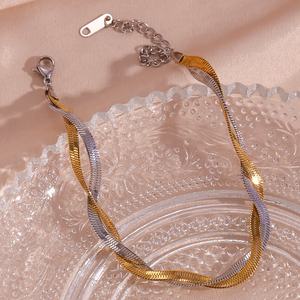 डबल परत महिलाओं नाग चेन पायल महिलाओं के लिए 18k सोना मढ़वाया स्टेनलेस स्टील ठीक गहने पायल - Product Image 4