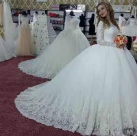Robes de bal NDB11137 pour mariage, style français, style princesse, robe de mariée en dentelle, robes à manches longues
