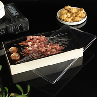 Boîte à sushi personnalisée en bois élégante de forme rectangulaire jetable avec couvercle transparent et insert