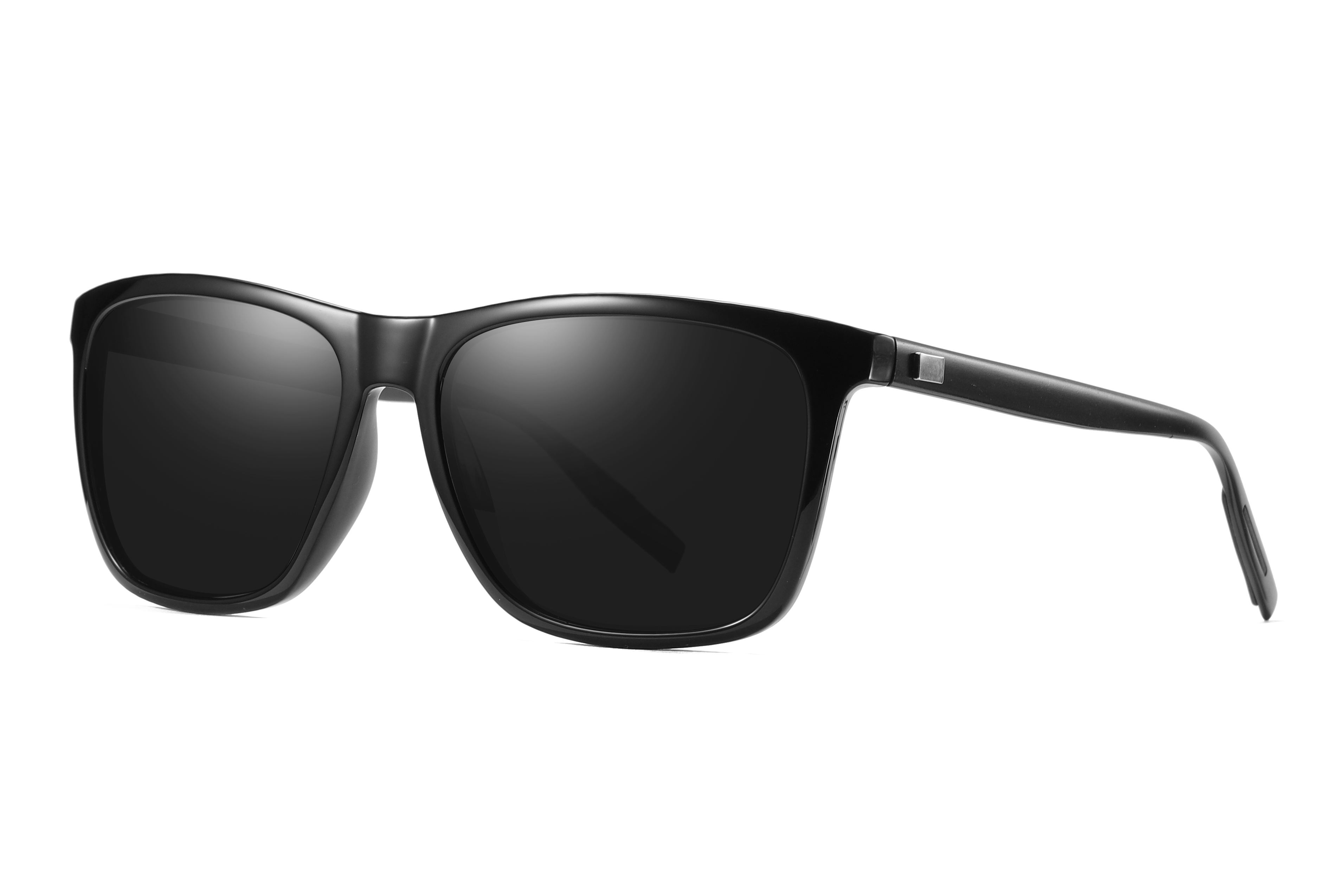 กรอบสีดำ ขาแว่นสีดำ เลนส์สีเทา