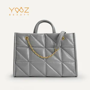 Bolso de mano de piel sintética para mujer, Cartera de lujo, grande, acolchada, a la moda, personalizada, 2022