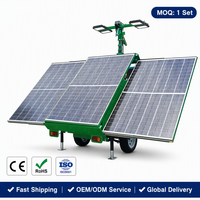 ANJ6130 Solarbetriebener IP66 LED-Lichtturm 60° Abstrahlwinkel DC 24V Batteriebetrieben 5000K Tageslicht Hoher CRI 80 für Beleuchtung