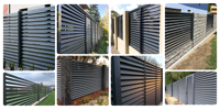 Panneaux de clôture horizontaux étroits en alliage d'aluminium couleur personnalisée pour l'intimité, idéaux pour les besoins d'aménagement extérieur des villas et cours.