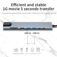 Hub USB Type-C 8-in-1 dengan Pengisian Daya PD 4K HDTV, 2 Port USB, Pembaca Kartu SD & TF, RJ45 LAN - Tersedia