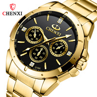 Montre de luxe Chenxi 019A pour couple, style affaires pour homme, bracelet 22 mm, boîtier en alliage, cadran en verre, aiguilles, idéale comme cadeau