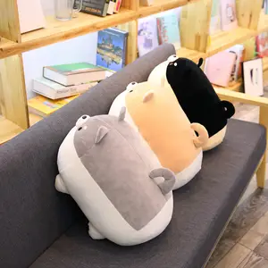 Bantal kepala hewan mainan mewah Pug anjing alam Korea lucu hadiah boneka Shiba Inu boneka binatang lembut Corgi Chai bantal