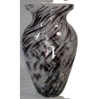 Vase de table en verre de Murano italien de haute qualité, design Art Déco unique, couleur transparente améthyste blanche