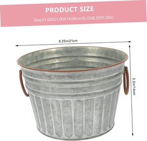 Vintage Iron Flower Pot Outdoor Decor Galvanized <b>Tin</b> <b>Bucket</b> Vase Dry Flowers Container Garden Planter - Product Image 2