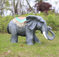 Statue d'éléphant vif en fibre de verre, 1 pièce, décoration d'extérieur en résine de haute qualité pour la décoration de jardin