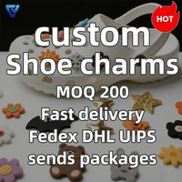 Breloques de chaussures de luxe décorations de charme de dentelle de chaussure avec logo élégant accessoires de marque caoutchouc souple 2025 nouveau Design PVC vente en gros