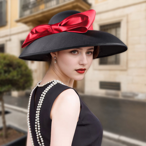 Cappello elegante con fiocco rosso da donna nuovo stile cappello formale per banchetti nuziali Business Kentucky Derby chiesa feste sportive - Product Image 2