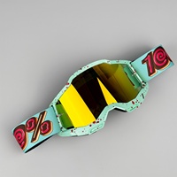 Lunettes de moto rouges en polycarbonate, forme donut, sangle entièrement réglable, protection contre le vent, protection UV, verres miroir anti-reflets, motorsport