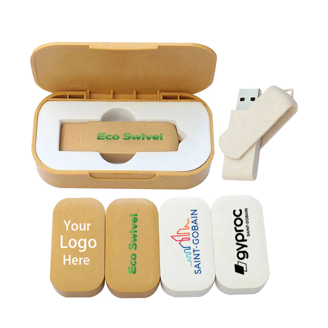 Eco-friendly Swivel 2.0 USB Flash Drive with Box Custom Logo Rotating USB Memory Stick for Business Promotional Gift Pendrive