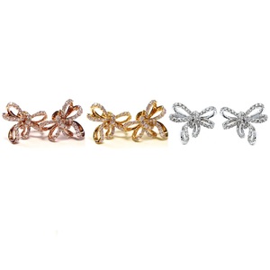 Vente en gros de bijoux en diamant de couleur rose 18 carats boucles d'oreilles à ruban mignon à la mode combinaison spéciale en or pour cadeau de mariage adolescent - Product Image 4
