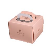 Boîte à gâteau pliable en kraft mat laminé avec poignée, emballage alimentaire, fournisseur de services OEM ODM, commande en gros