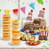 Support de beignet en acrylique à base ronde transparente personnalisé, présentoir de beignets en acrylique moderne et durable pour fête d'anniversaire et de vacances