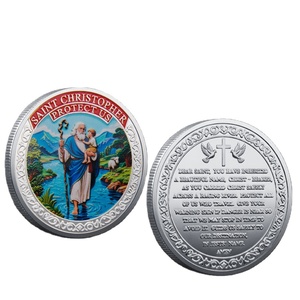 Pièce commémorative souvenir Saint <span class=keywords><strong>Christophe</strong></span> en alliage de zinc plaqué or et argent, estampée et imprimée en UV, pièce métallique 3D - Product Image 3