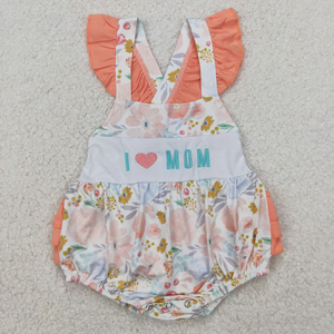 Ensemble 2 pièces Barboteuse et Short Brodé « I Love Mom » à Imprimé Floral pour Bébés Filles et Tout-Petits – Collection Fête des Mères – Vente en Gros pour Boutiques - Product Image 3