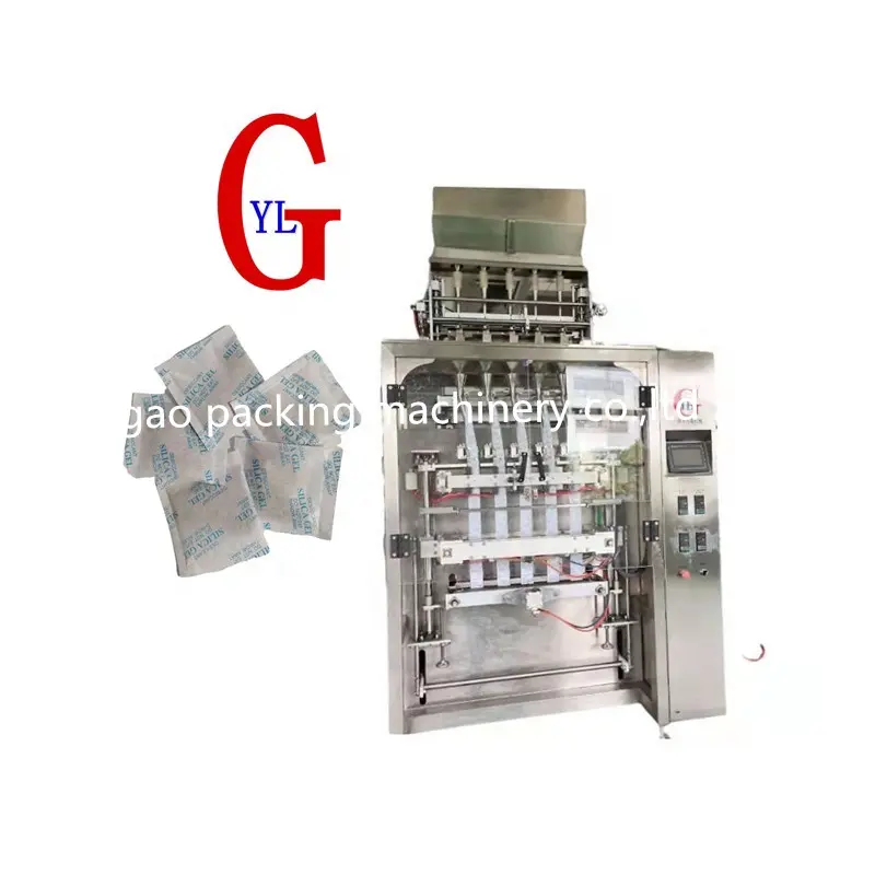 Automatic 6 10 12 multi-lines desiccant ice packet packing machine for keep fresh & transportation food grade clothes nuts grain