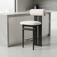 Chaise de salle à manger rembourrée FERLY avec dossier et structure en bois moderne pour la maison, le bar et la salle à manger