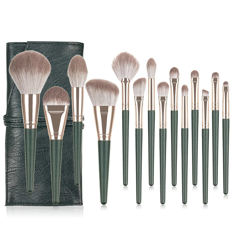 2020 Hot Luxe Synthetische Cosmetische Borstel Hoge Kwaliteit Groene Makeup Brush Sets Met Tas