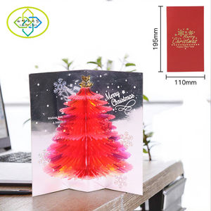 3D Feliz Navidad Tarjeta Promocional Árbol de Navidad Papel de felicitación para suministros de fiesta - Product Image 1