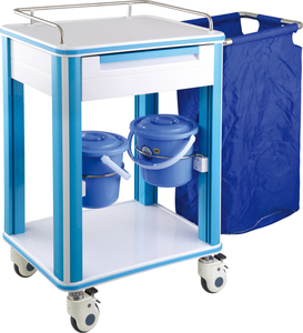 Pflegewagen CH-04 ABS-Arbeitsplatte mit Soft-Glasschutz, geräuscharmen Anti-Verwicklungsrollen, PVC-Medizinwagen mit Mülleimer und Infusionsständer - Product Image 2