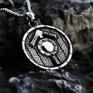 Collar con colgante de escudo vikingo yunnique, joyería de plata tibetana para hombre, regalo, diseño geométrico, accesorio de moda asimétrico - Product Image 2
