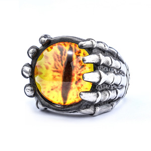 Gothic Eagle Claw <b>Ring</b> <b>for</b> <b>Men</b> | <b>Black</b> Stainless Steel with Red Evil Eye Gem | Dark Fantasy Statement Claw Design Jewelry - Product Image 3