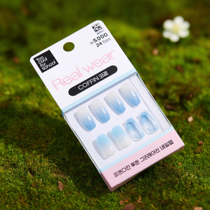 Too Cool For School Real Wear Coffin Nail Tips 24 piezas Diseño degradado azul brisa - Product Image 3