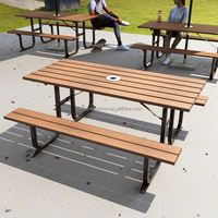 Table de pique-nique moderne Patio Park en gros d'usine avec banc Table de pique-nique extérieure en acier inoxydable banc table et banc de jardin