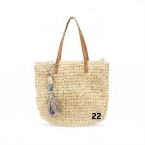 Borsa a Tracolla in Paglia Intrecciata 34x29cm, Borsa Tote Naturale per Donne, Uso Estivo e da Spiaggia - Product Image 1